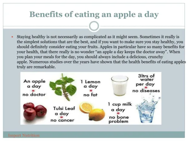 Benefits of eating an apple a day >> Import Nutrition