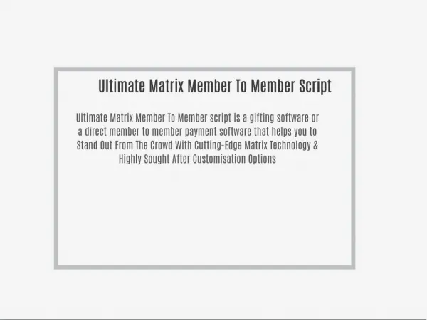 Ultimate Matrix Member To Member script
