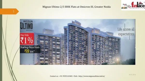 Migsun Ultimo 2/3 BHK Apartment at Greater Noida