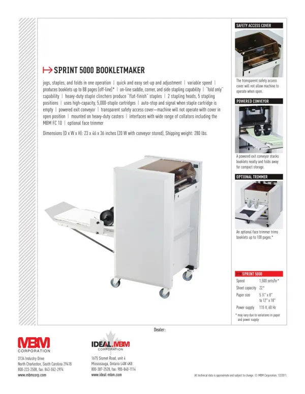 MBM Sprint 5000 Booklet Maker at US$ 7,375.00 - Printfinish.com