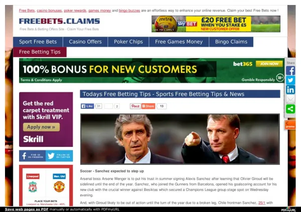 Free Bets & Betting Offers Site