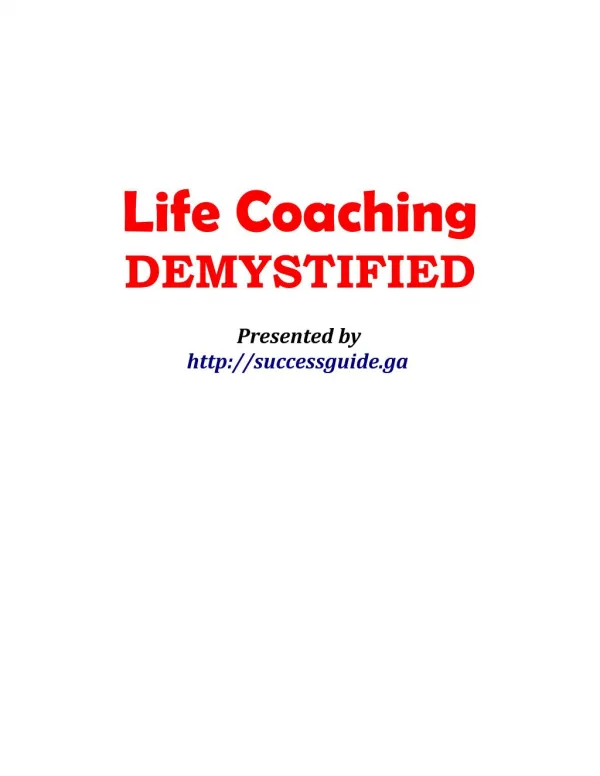 Life Coaching Demystified