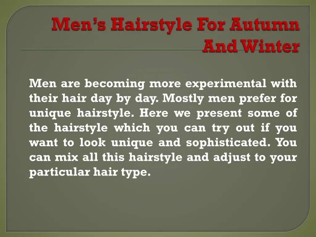 men s hairstyle for autumn and winter