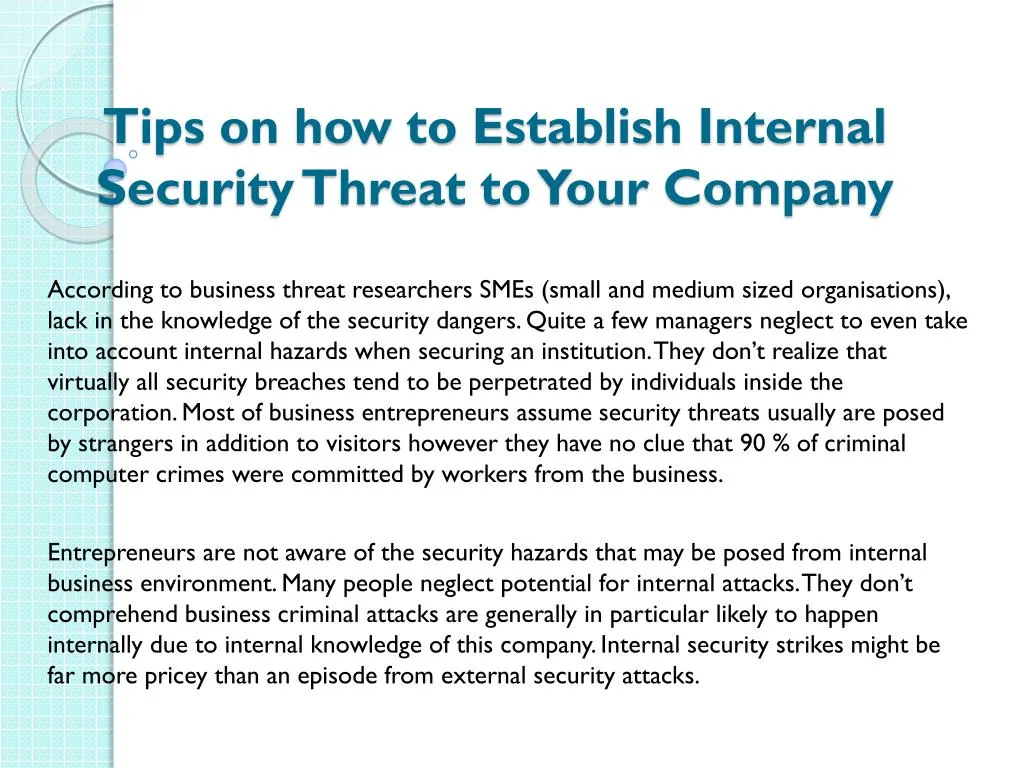 tips on how to establish internal security threat to your company