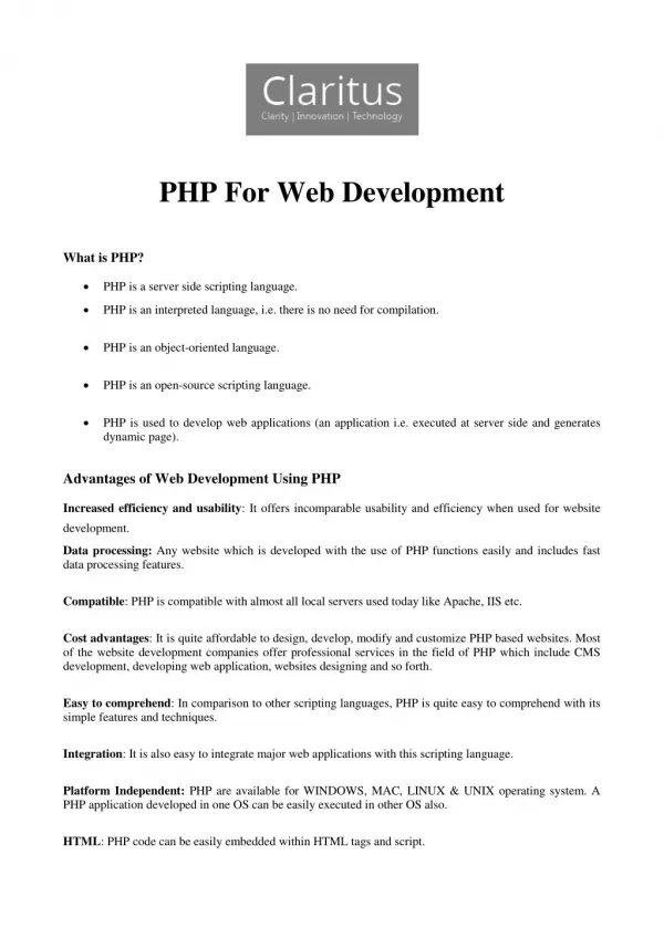 Php for web development