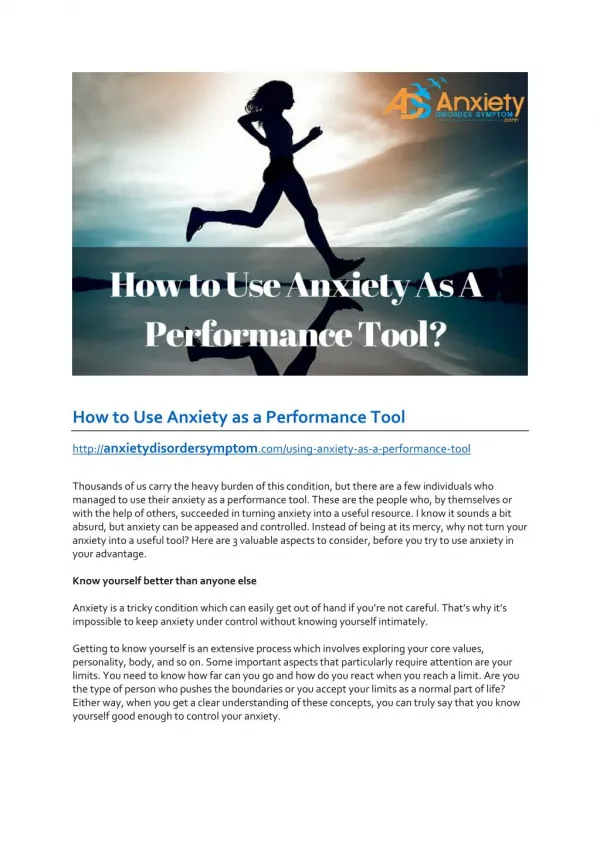 How to Use Anxiety As A Performance Tool