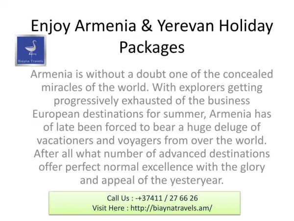 Yerevan tour package from India: - 37411 / 27 66 26