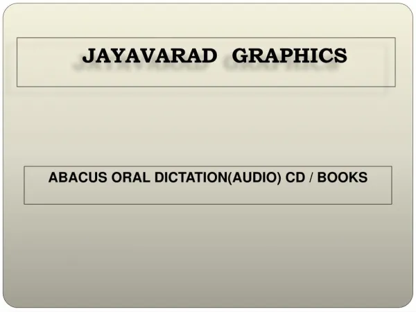 ABACUS ORAL DICTATION(AUDIO) CD / BOOKS