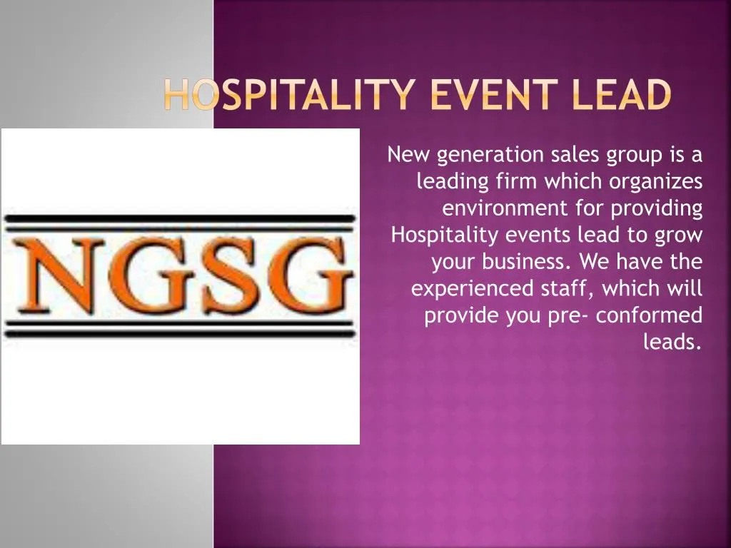 hospitality event lead