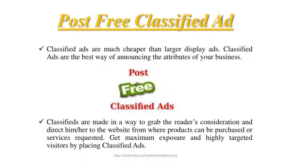 Post free classified ad