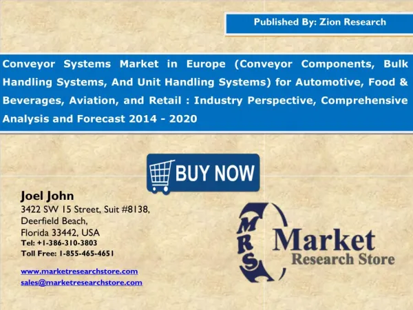 Europe Conveyor System Market is Expected to Reach USD 12 Billion in 2020