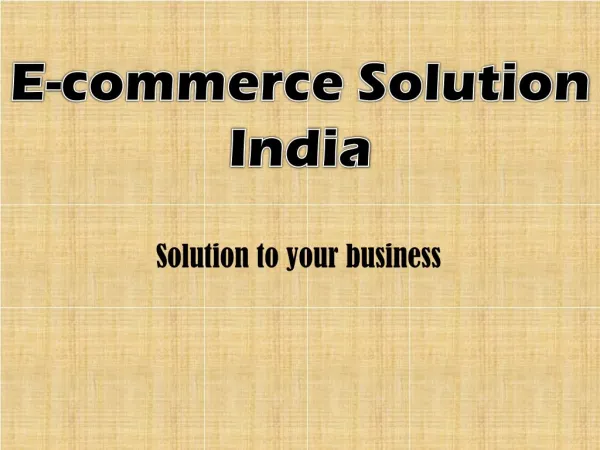 E-commerce solution india