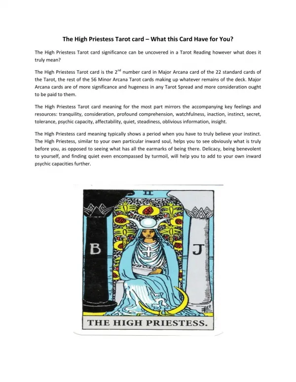 Know about The High Priestess, Tarot Card Reading Courses