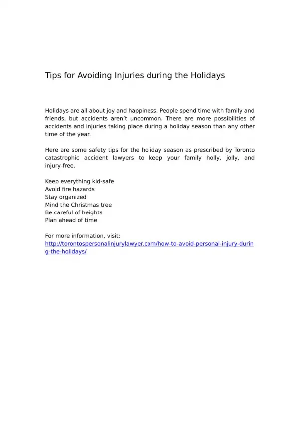 Tips for Avoiding Injuries during the Holidays