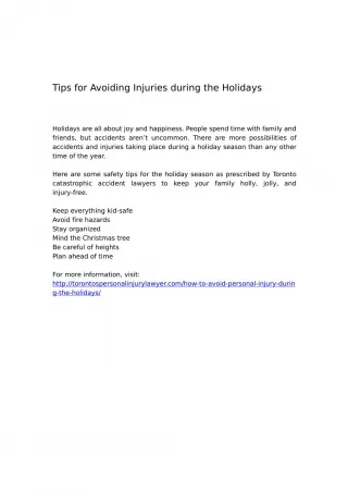Tips for Avoiding Injuries during the Holidays - slide 1