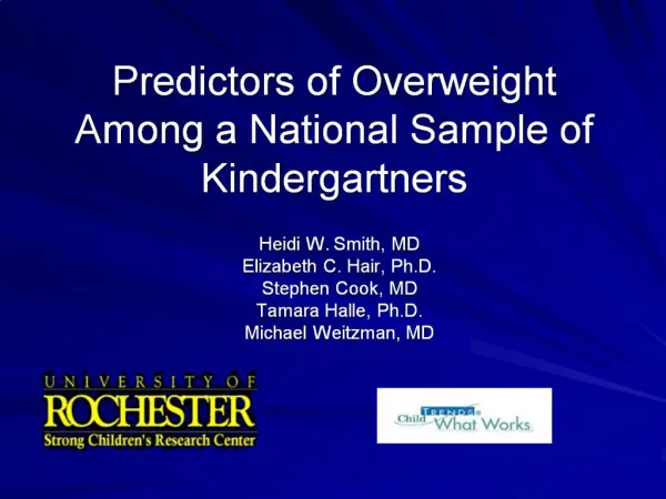 Predictors of Overweight Among a National Sample of Kindergartners