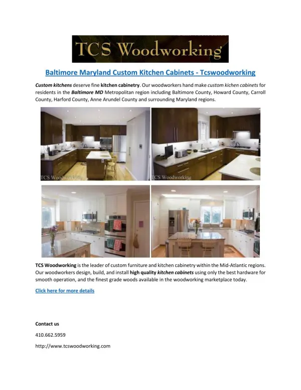 Baltimore Maryland Custom Kitchen Cabinets - Tcswoodworking