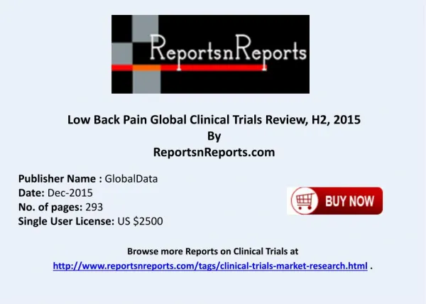 Low Back Pain Global Clinical Trials Review H2 2015