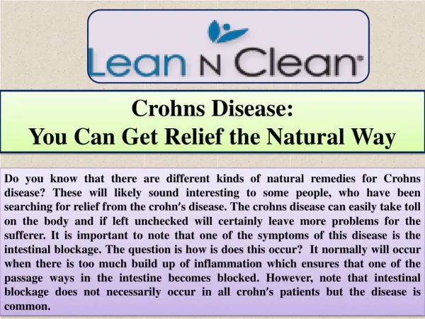 Crohns Disease: You Can Get Relief the Natural Way