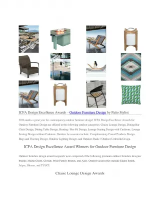 ICFA Design Excellence Awards – Outdoor Furniture Design - slide 1