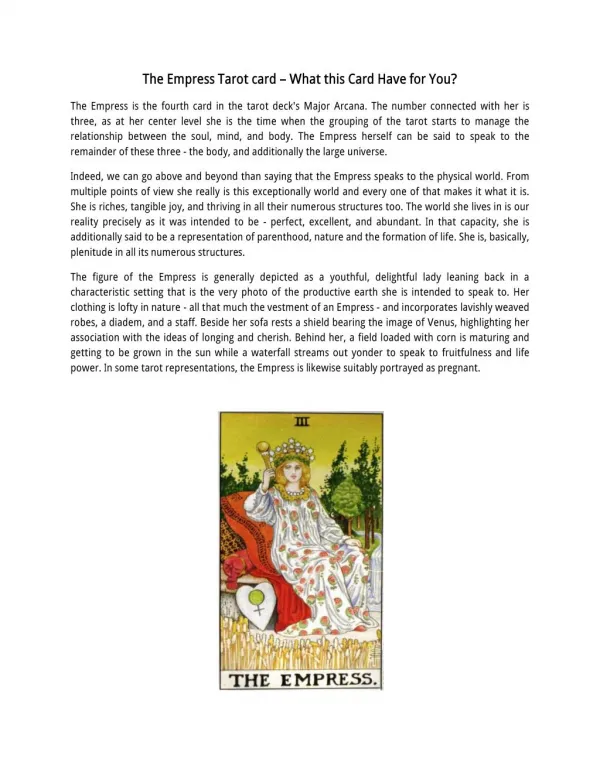 Know about The Empress, Tarot Card Reading Courses