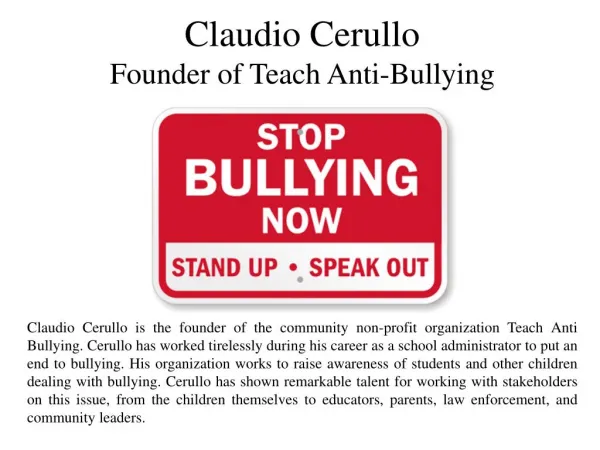 Claudio Cerullo - Founder of Teach Anti-Bullying