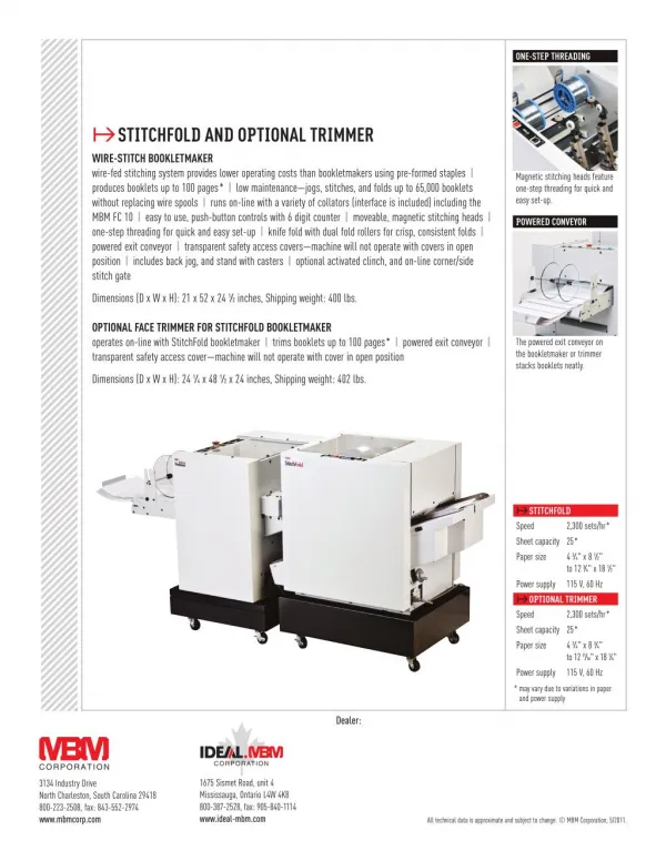 MBM Stitchfold Booklet Maker at US$ 11,999.00 - Printfinish.com