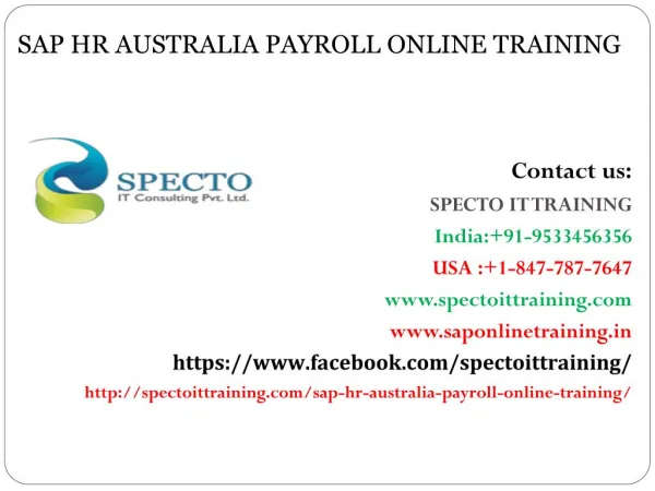 Sap hr australia payroll online training in australia