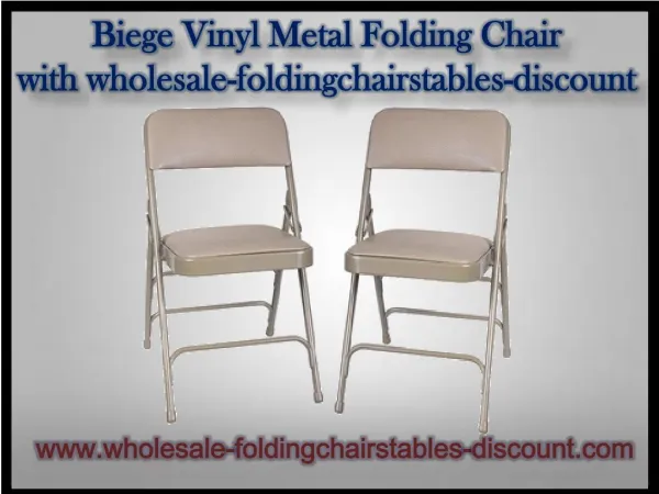 Biege Vinyl Metal Folding Chair with wholesale-foldingchairstables-discount