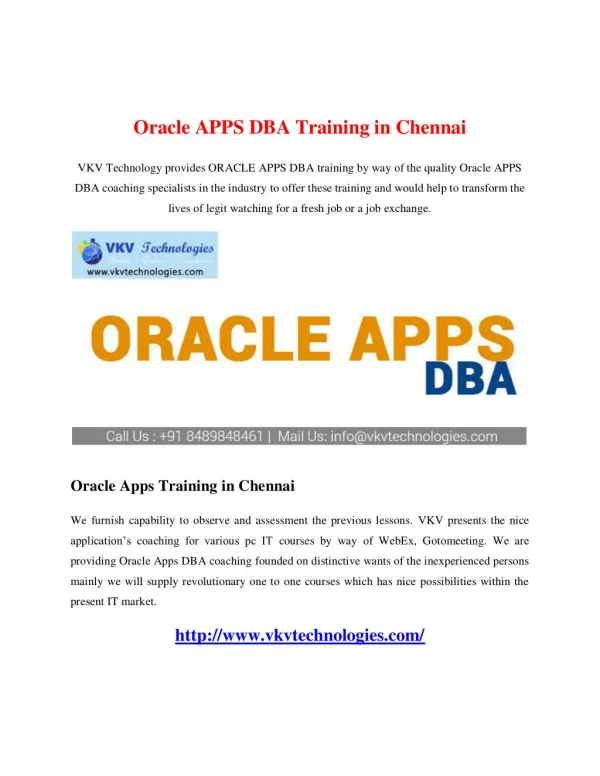Oracle APPS DBA Training in Chennai