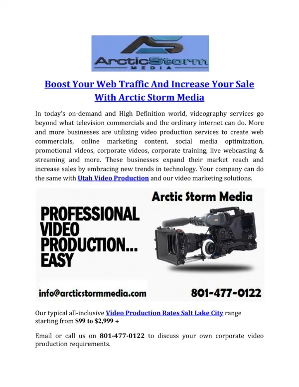 Boost Your Web Traffic And Increase Your Sale With Arctic Storm Media