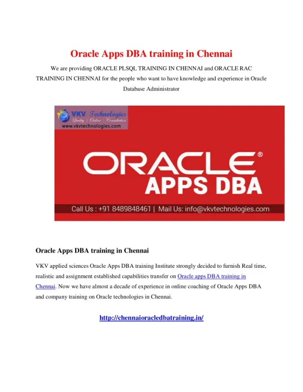 Oracle Apps DBA training in chennai