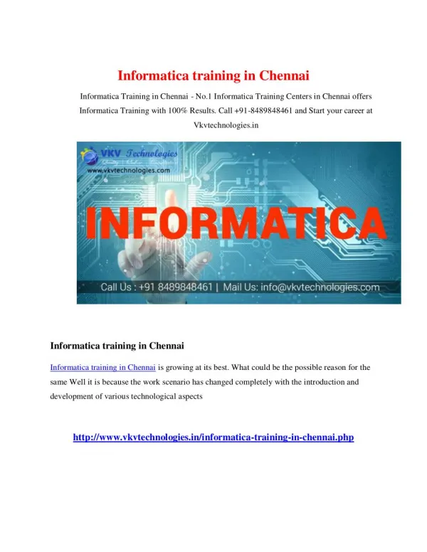 Informatica training in chennai