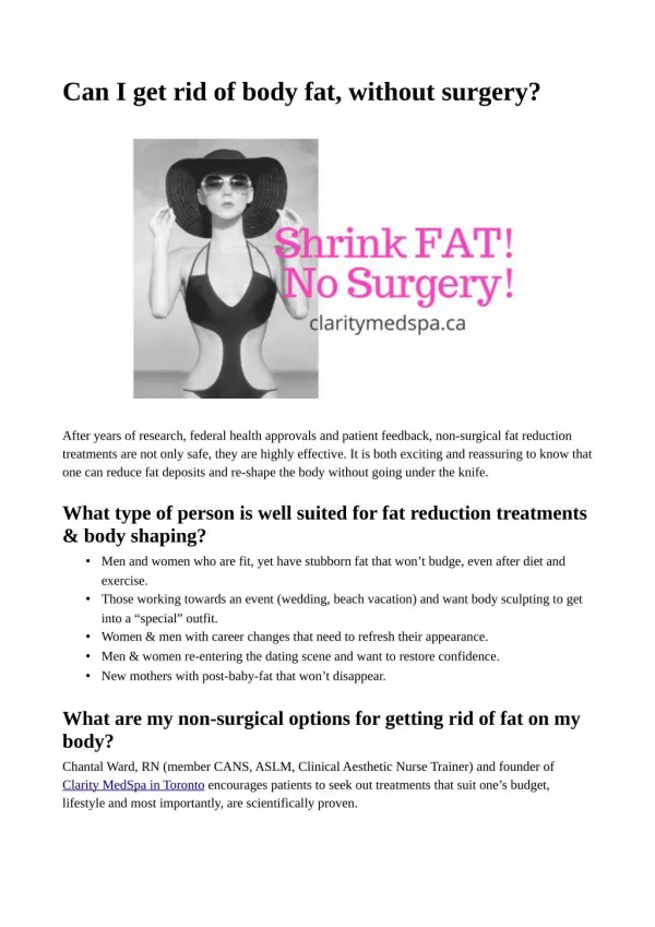 Get rid of body fat without surgery
