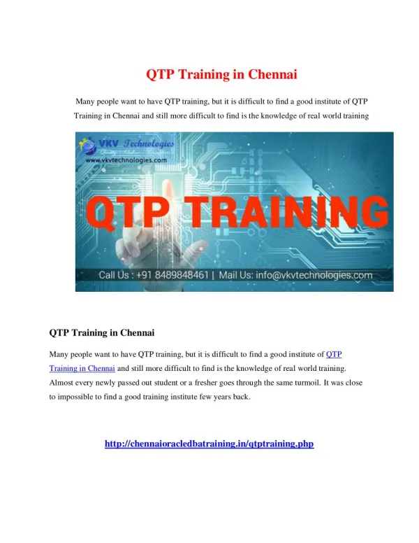 qtp training in chennai