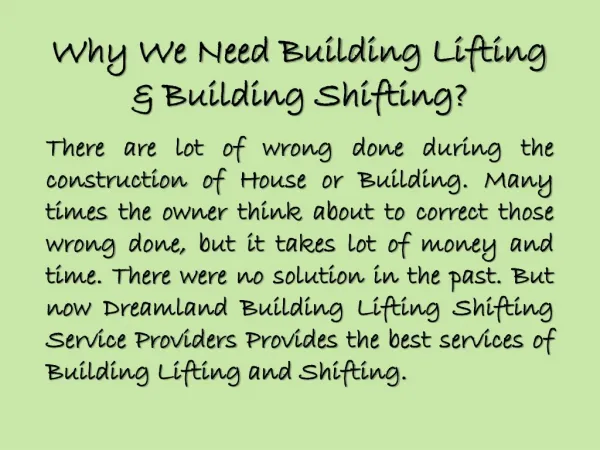 Building Lifting Shifting Service Providers