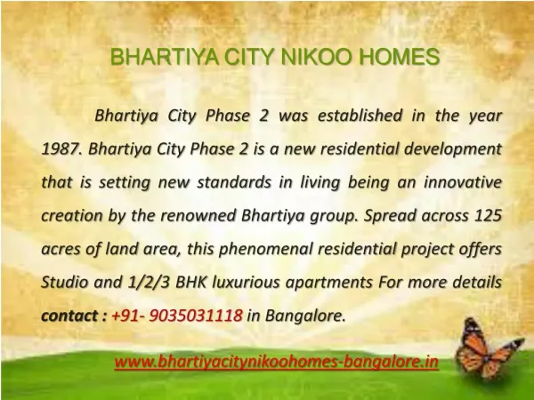Bhartiya City Nikoo Homes Phase 2 Bangalore: 9035031118