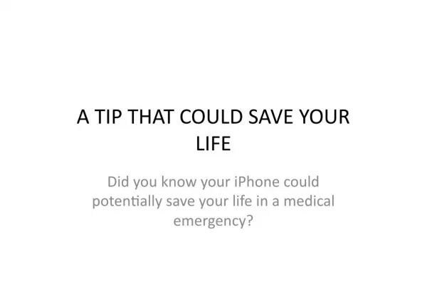 A TIP THAT COULD SAVE YOUR LIFE - Iphone app: Mac aid
