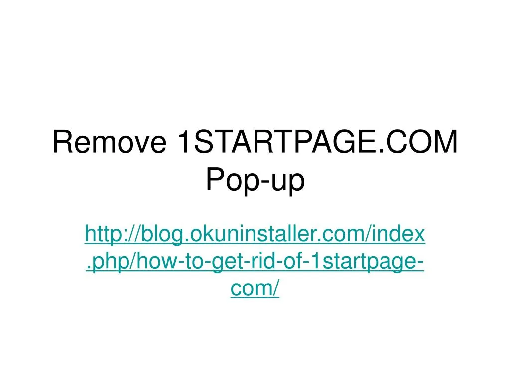 remove 1startpage com pop up
