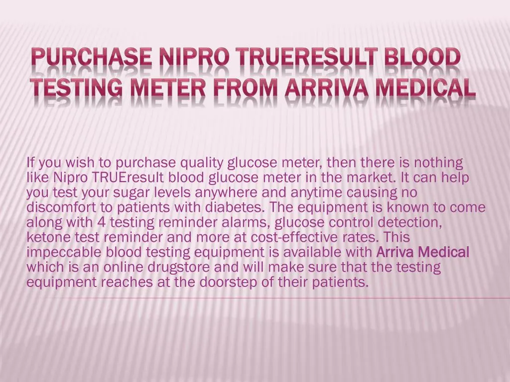 purchase nipro trueresult blood testing meter from arriva medical