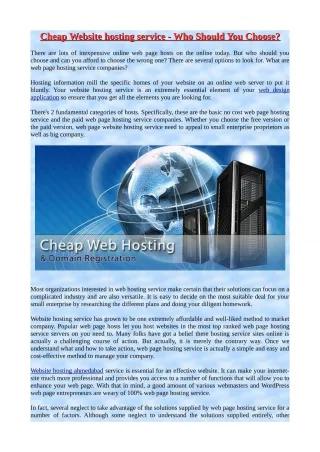 Cheap Website hosting service - Who Should You Choose? - slide 1