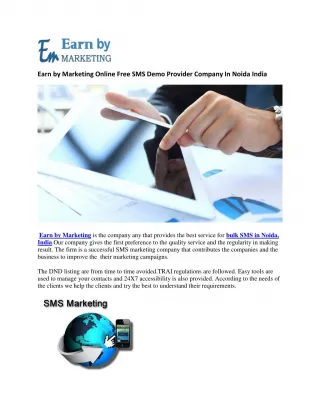 Online bulk Sms Plan in Noida India-earnbymarketing.com - slide 1
