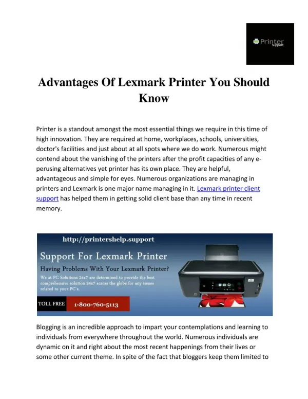 Advantages Of Lexmark Printer You Should Know