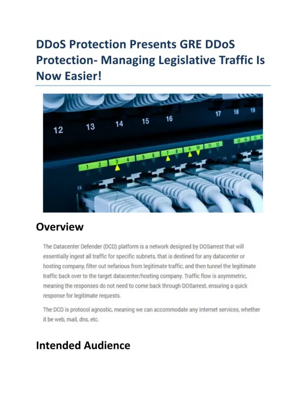 GRE DDoS Protection - Managing Legislative Attacks!