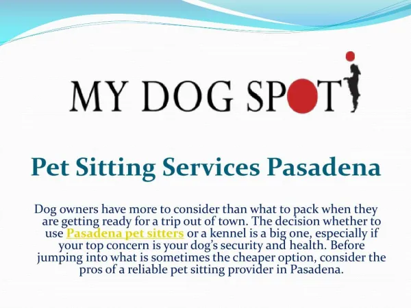 Pet sitting services pasadena