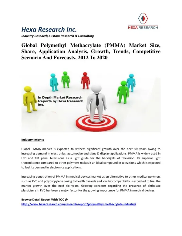 Global Polymethyl Methacrylate Market Size, Share, Growth, Trends And Forecasts, 2012 To 2020
