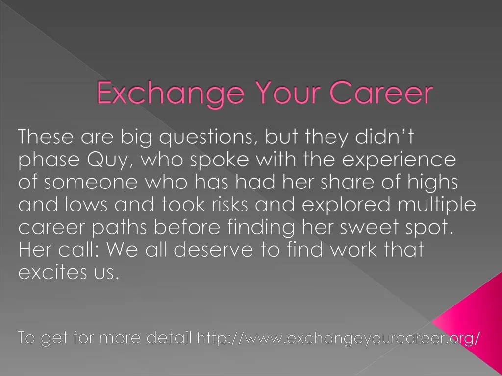 exchange your career