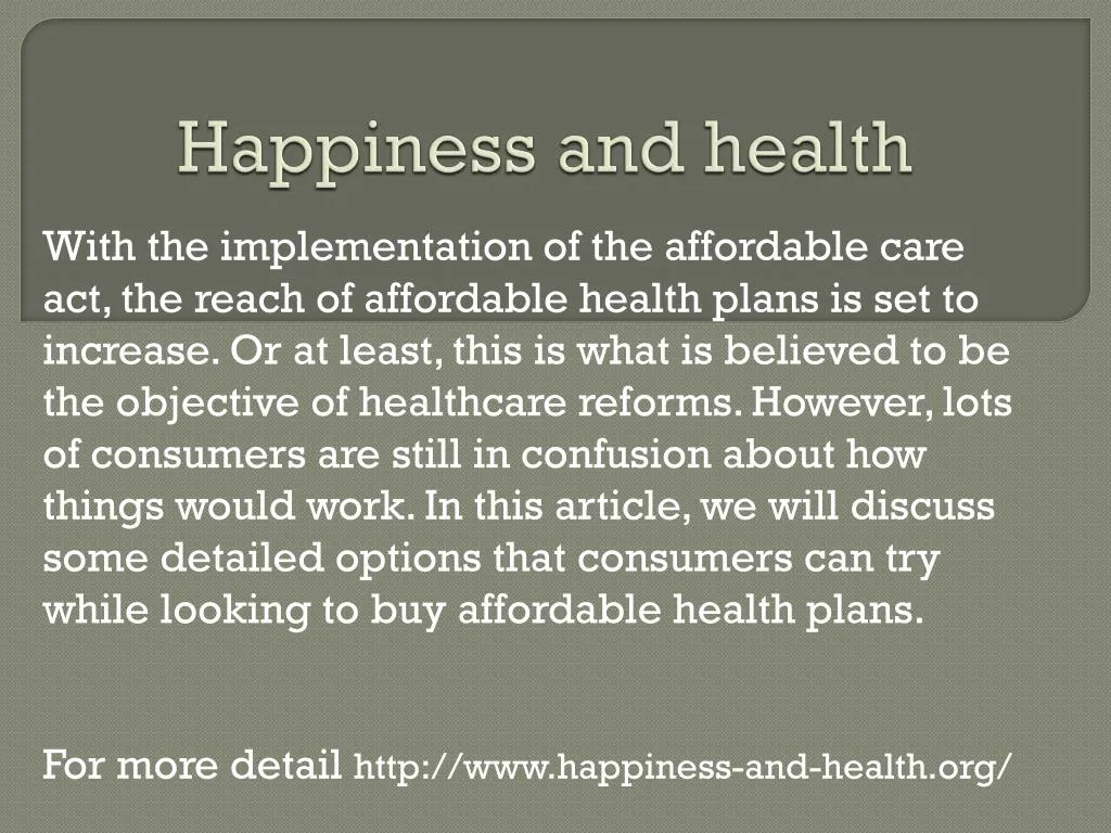 happiness and health