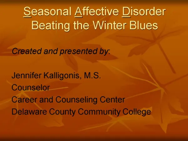 Seasonal Affective Disorder Beating the Winter Blues