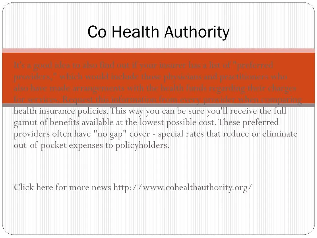 c o health authority